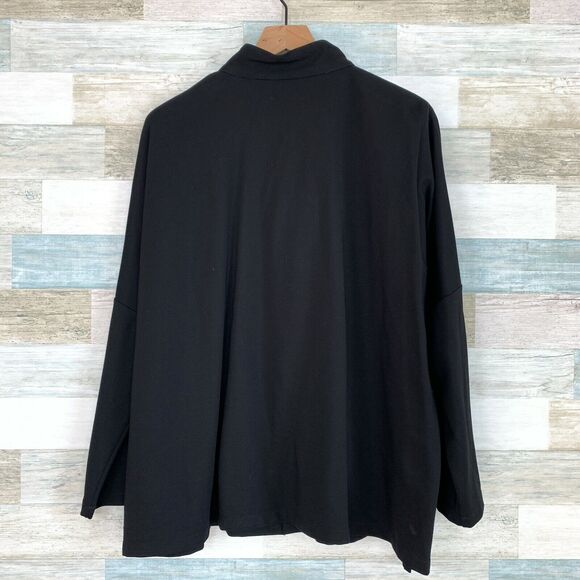Peace Of Cloth NY Panticular Oversized Cape Jacket Black Button Up Womens 2 - Picture 4 of 8